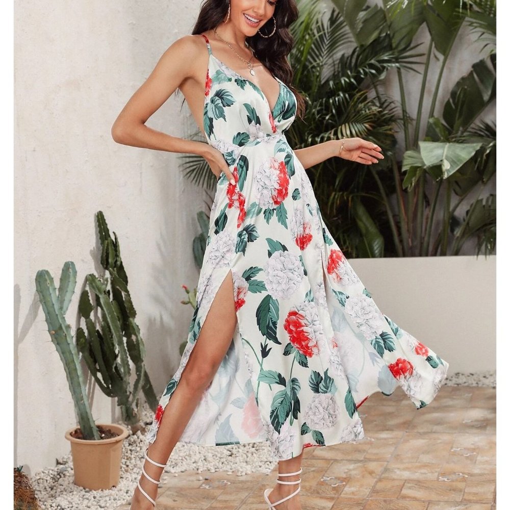 NEW!! Size 12 Floral Print Split Thigh Cami Dress